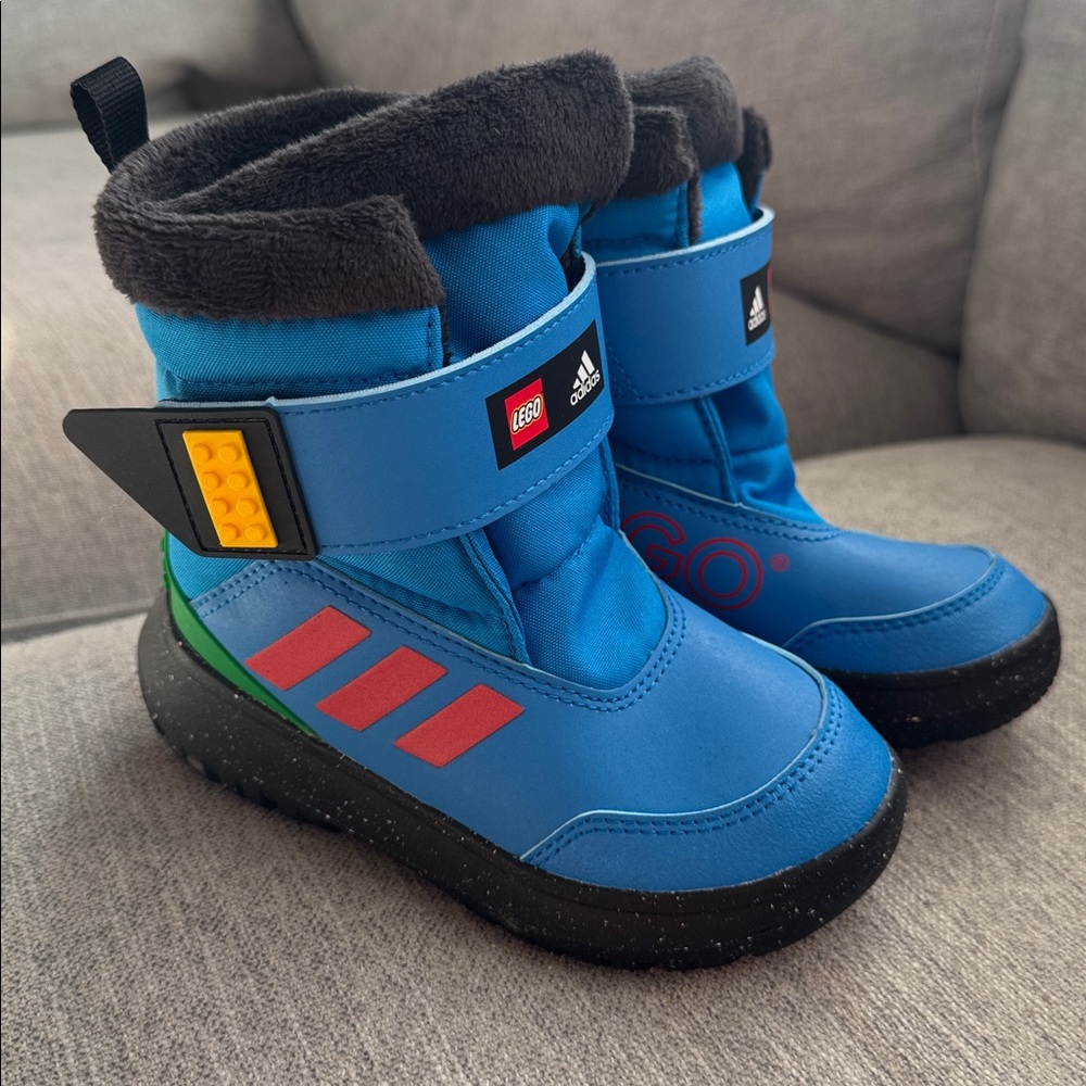 Adidas x LEGO Kids' Blue and Green Winter Boots